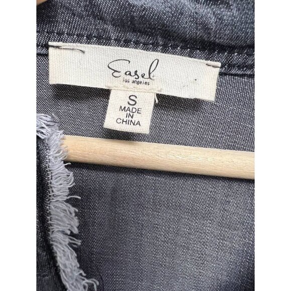 EASEL EXTRA Oversized Shirt Dress-Distressed Unique Statement Sleeves Grey Small - Picture 4 of 13